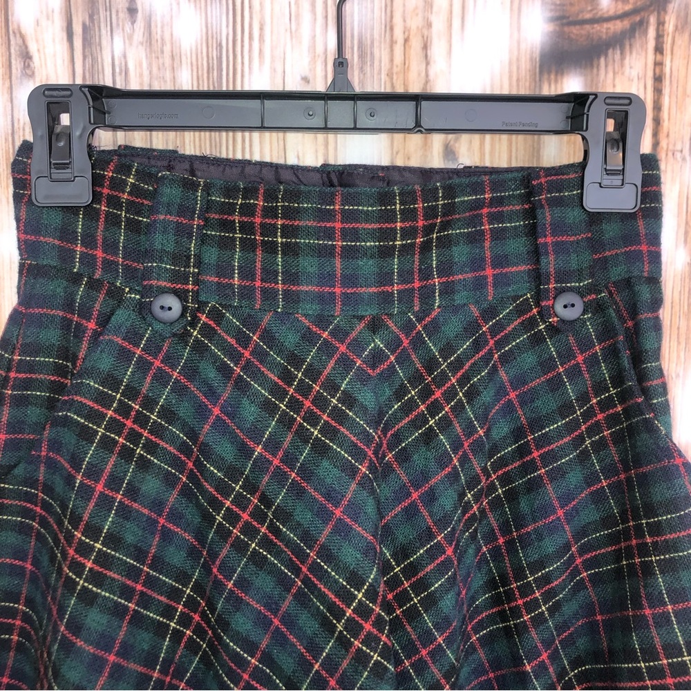 Walnut Sport Wool Blend Green Blue Plaid Skirt - Picture 4 of 8